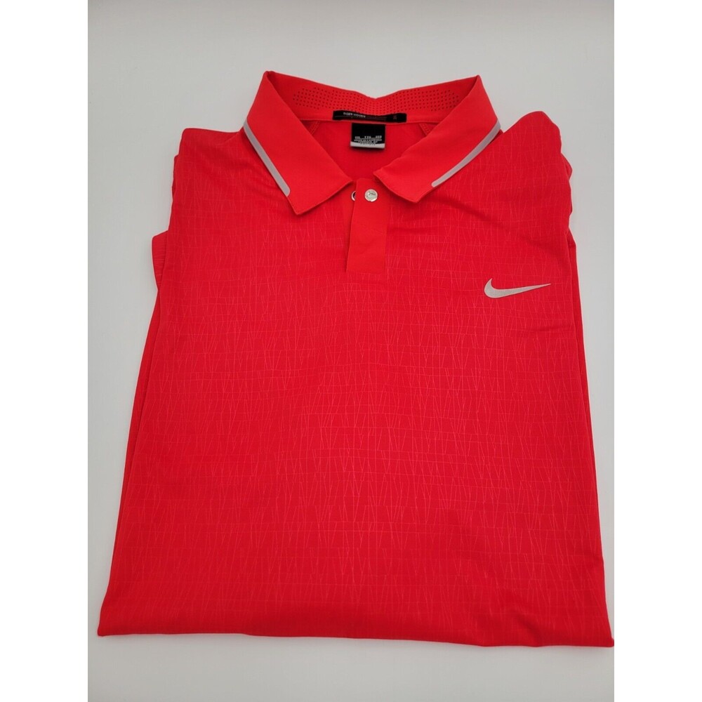 Nike Dri Fit Tiger Woods 2XL Performance Golf Polo Shirt Red Snap Front